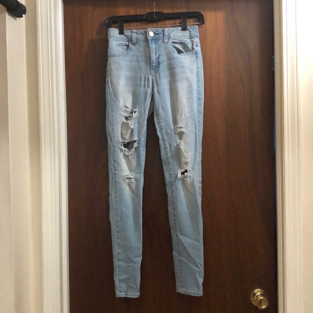 Super stretchy ripped light-wash jean!